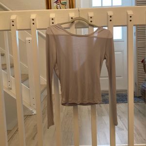 Gray Deep V back light see-through top medium never worn